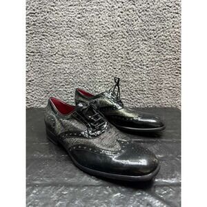 Jean-Michel Cazabat Lace-Up Leather Wingtip Oxfords Black Mens Size 41.5 EU